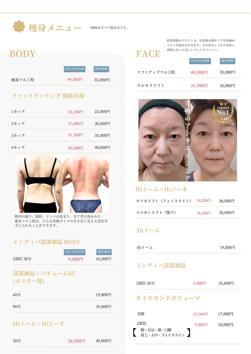 エステメニュー